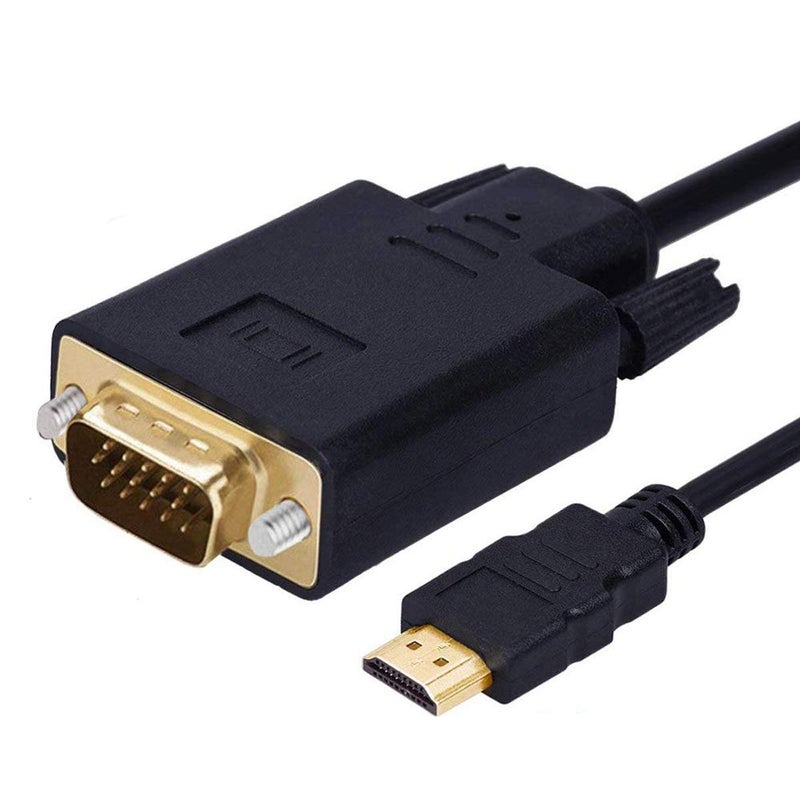 Wonlyus HDMI to VGA Cable Gold-plated 1080P HDMI Male to VGA Male Active Video Adapter Converter Cord (3 Feet/1 Meter) - Image 1